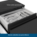 Cozinha Completa Modulada 5 Peças com Nicho para Micro-Ondas e Balcão para Pia sem Tampo Etna Poliman Móveis Grafite/Preto