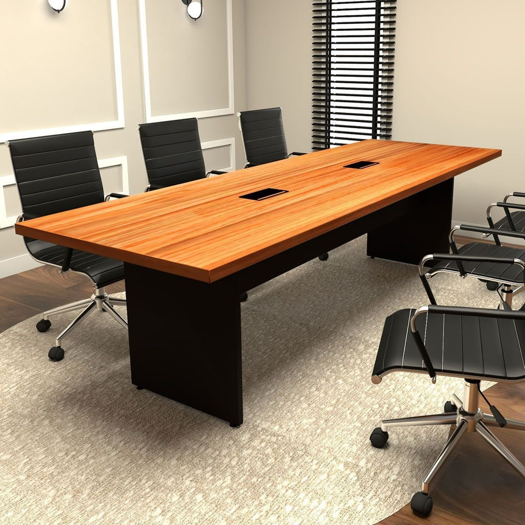 Conjunto Escritório Mesa de Reunião e Painel para TV F5 Office Freijó com Preto Casa Lar Fábrica