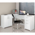 Escrivaninha Mesa Escritório em L Office NT2005 2 Gavetas 3 Portas 157cm Notável Móveis
