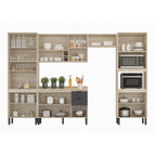 Cozinha Completa Modulada Firenze 05 Peças 14 Portas 2 Gavetas Demóbile Cinza/Avena/Grafito 330x219x52cm