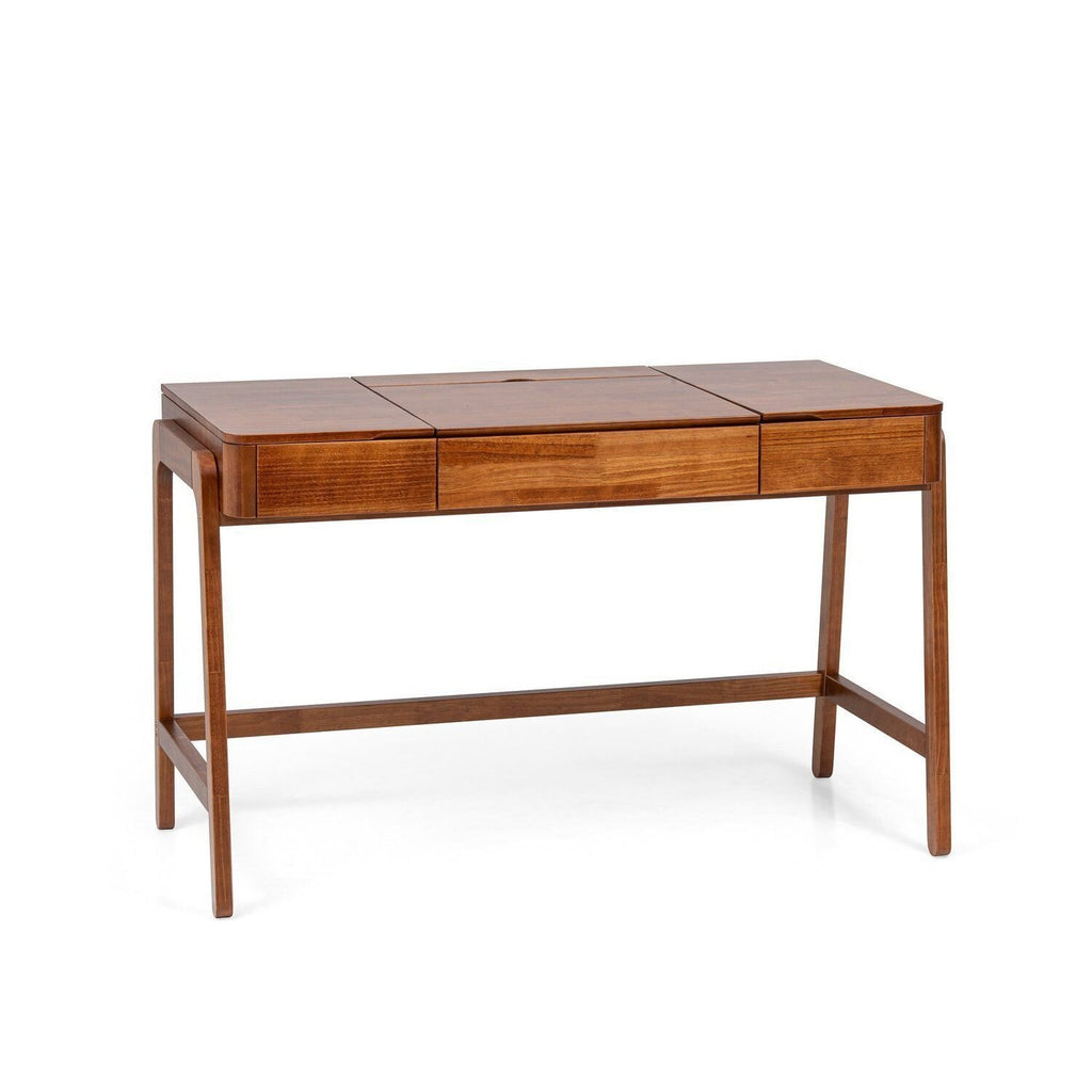 Escrivaninha Mesa Escritório Madeira Maciça 125,6cm Aura Yescasa Marrom/Garapa
