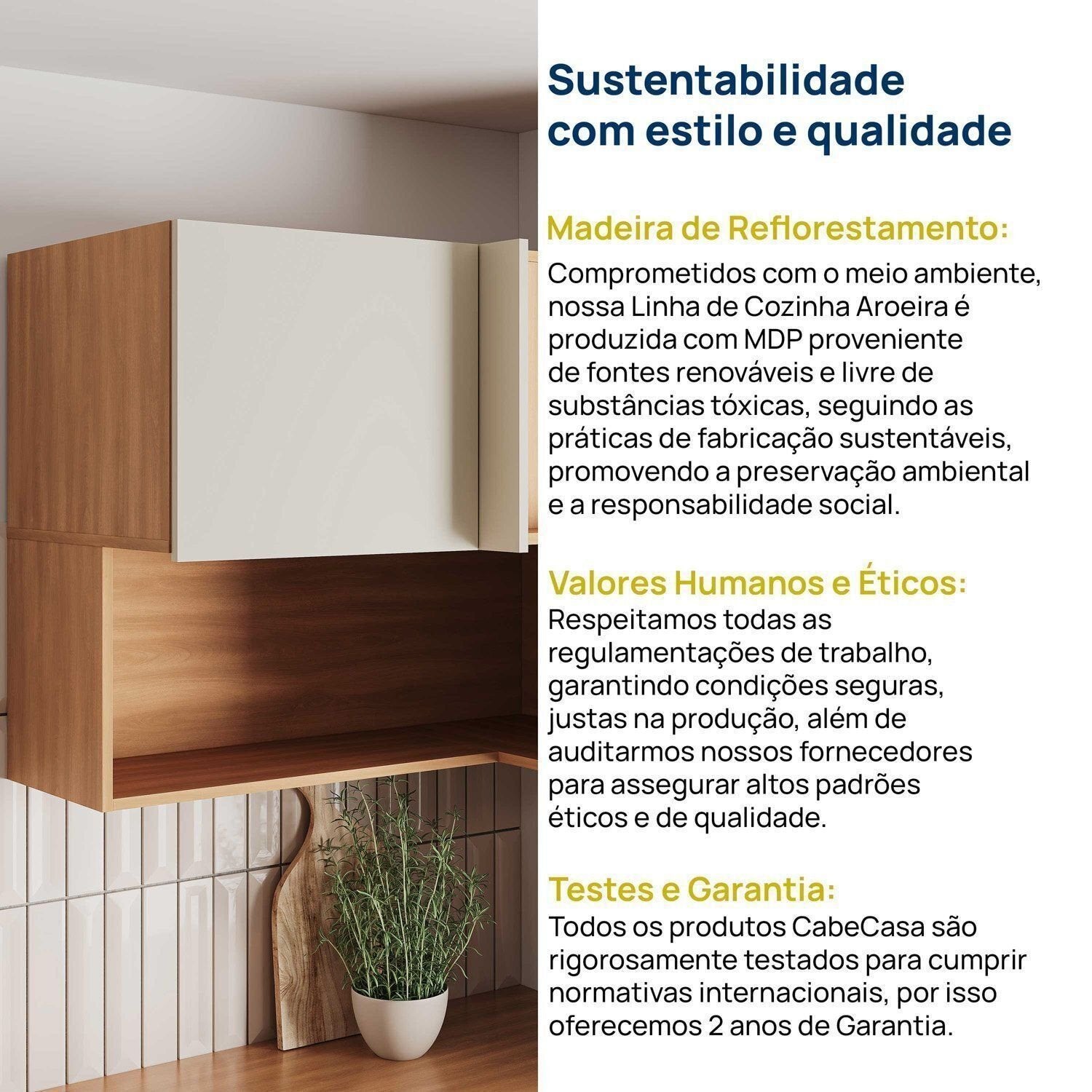 Armário Aéreo Canto Reto 1 Porta com Nicho 95cm Aroeira CabeCasa MadeiraOriginals Cinza/Sereno/Cedro