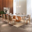 Conjunto Sala de Jantar Mesa Madeira Maciça Sarah com 8 Cadeiras Roma Mobilare