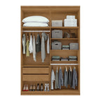 Guarda-Roupa Solteiro 4 Portas 2 Gavetas Alonzo Móveis Lopas 100% MDF Marrom Amêndoa Clean/Branco