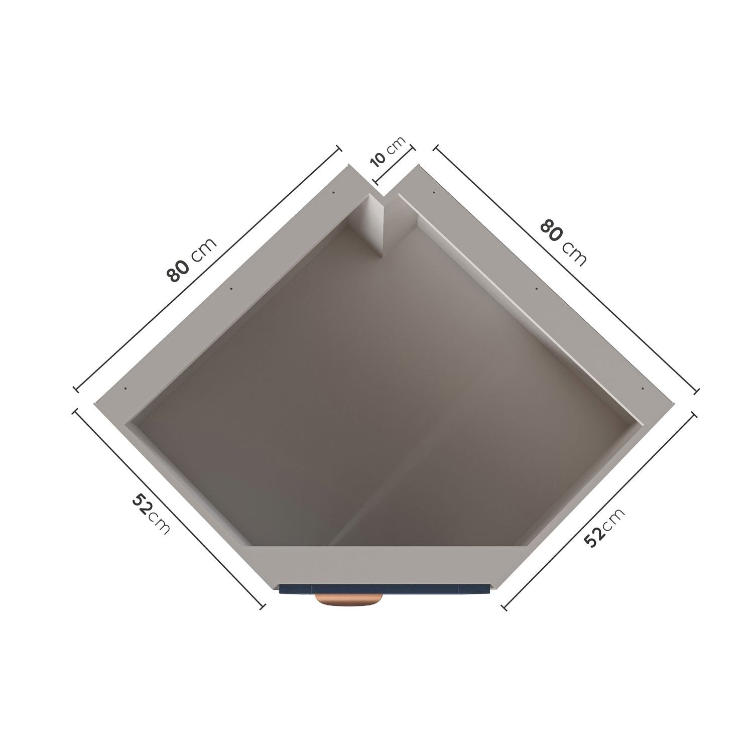 Balcão de Canto Oblíquo 2 Portas 80cm Arizona CabeCasa MadeiraOriginals Azul/Branco