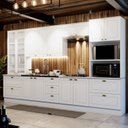 Cozinha Completa Modulada 6 Peças com Cristaleira Emily Espresso Móveis Cinza/Nature
