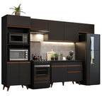 Cozinha Completa Reims 330cm Madesa 5 Peças com Balcão e Tampo