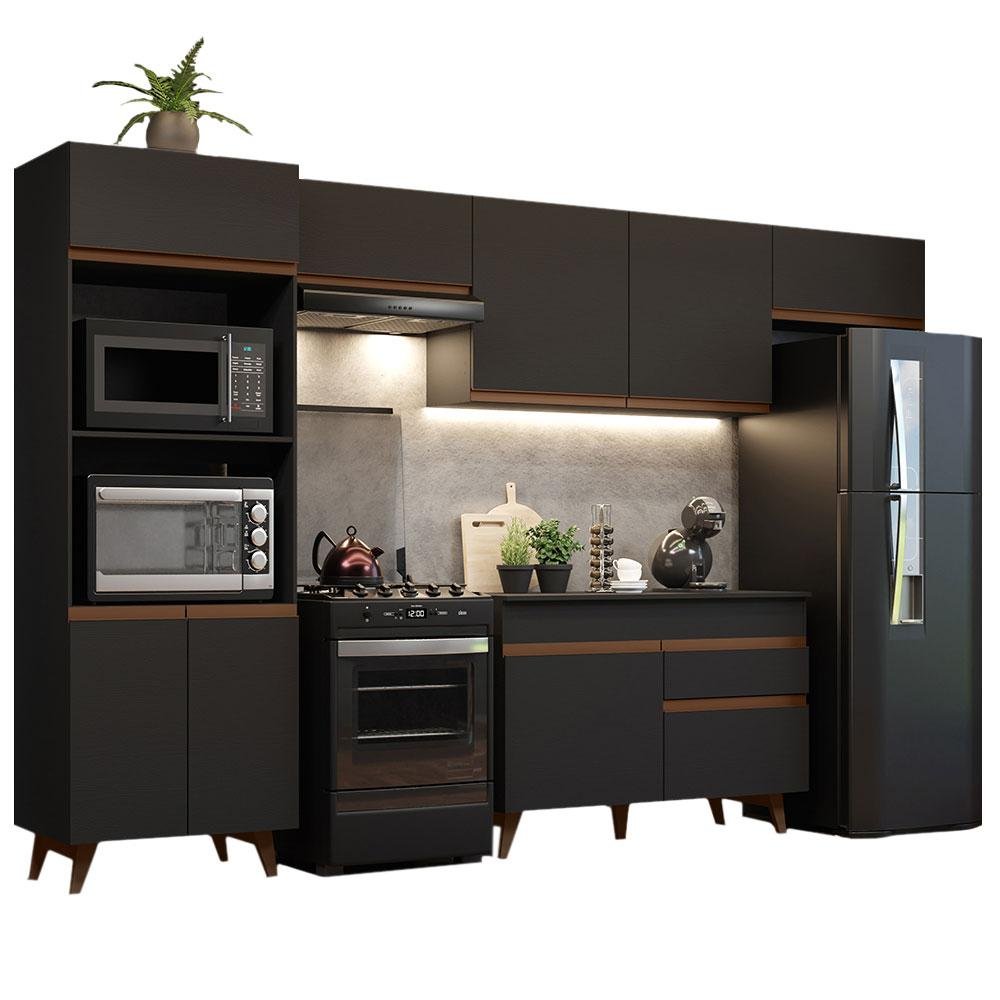 Cozinha Completa Reims 330cm Madesa 5 Peças com Balcão e Tampo