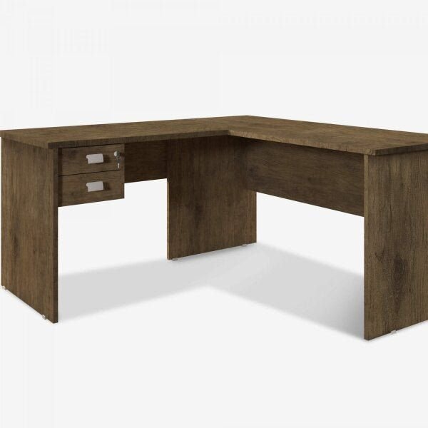 Escrivaninha Mesa Escritório em L Thor 2 Gavetas 150cm Espresso Móveis