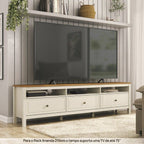 Conjunto Sala de Estar 2 Peças com Rack 2,10 e Armário 2 Portas Ananda CabeCasa MadeiraOriginals Branco Off White/Mel
