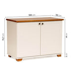 Conjunto Sala de Estar 3 Peças Rack, Cristaleira e Armário Madeira Maciça Ananda CabeCasa Off White/Mel