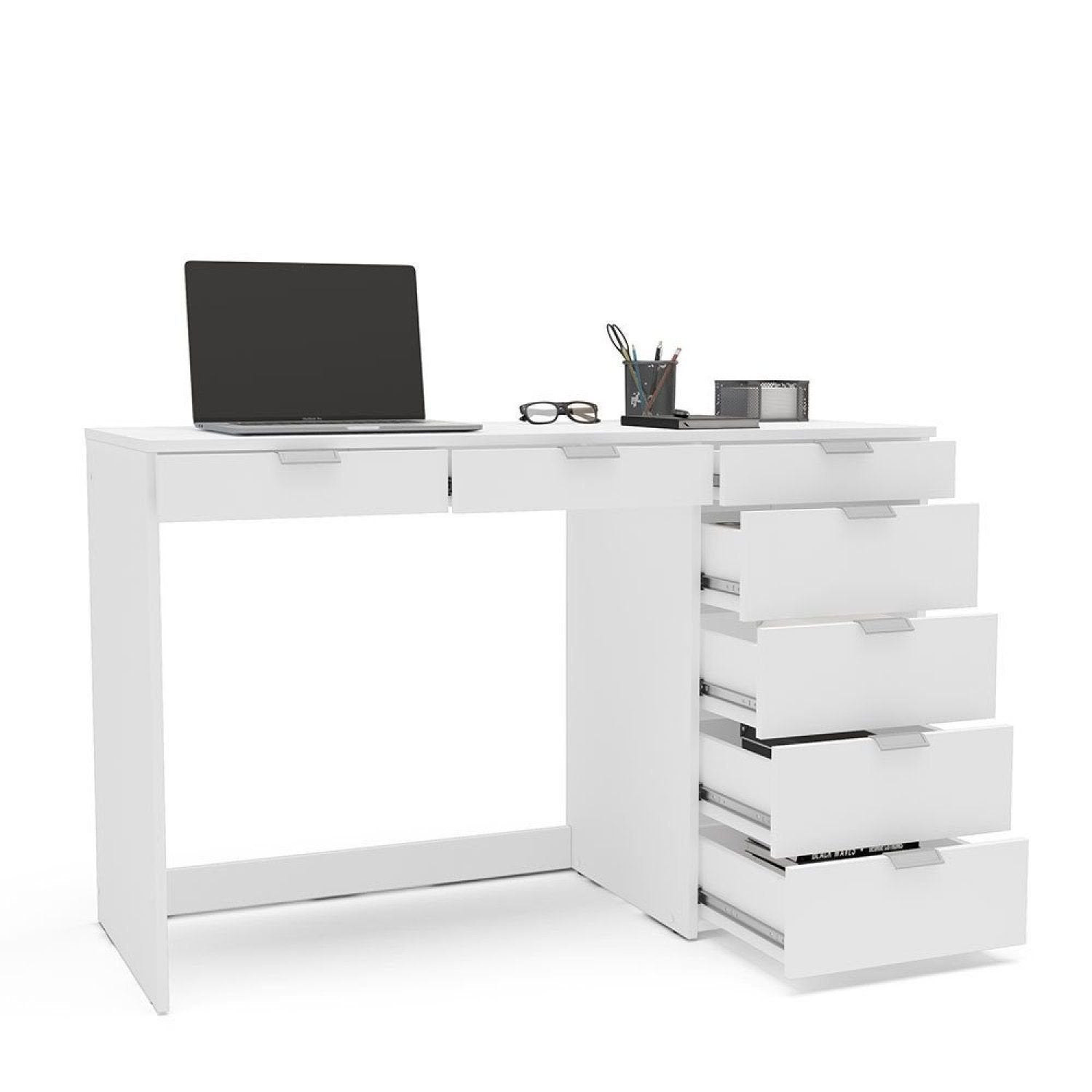 Escrivaninha Mesa Escritório Columbus 7 Gavetas 120cm Yescasa Branco