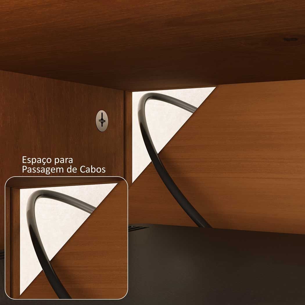 Rack Sala 220 cm TV até 85 Polegadas Madeira Maciça 2 Portas Ripadas Freijó Adamo IDIMEX