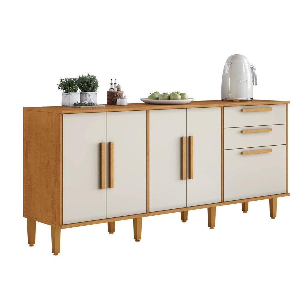 Balcão de Cozinha 5 Portas 2 Gavetas 178,4cm Lorena Kaiki Móveis Branco