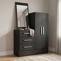 Cômoda para Quarto 3 Gavetas 2 Portas com Espelho Dunas Preto Yescasa