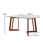 Conjunto Mesa com Vidro Pés Madeira Maciça 6 Cadeiras Madeira Dakota Tecido A40 Marrom Móveis Meneghetti