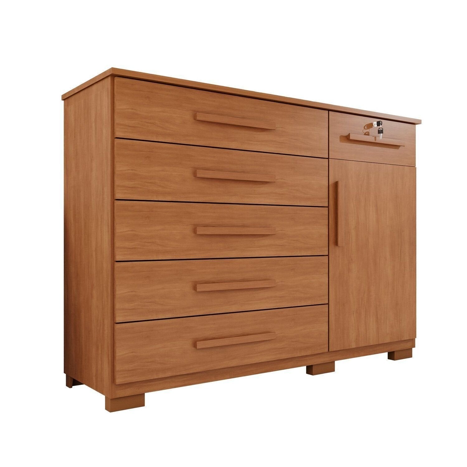 Cômoda para Quarto 1 Porta 6 Gavetas Jade Espresso Móveis Marrom/Cinamomo