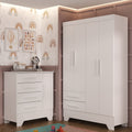 Quarto Infantil Completo Guarda-Roupa 4 Portas 2 Gavetas com Cômoda Liz Espresso Móveis