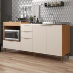 Balcão para Pia e Cooktop 4 Portas 2 Gavetas 190cm Alice Angelin e Off White Yescasa Laranja/Premium