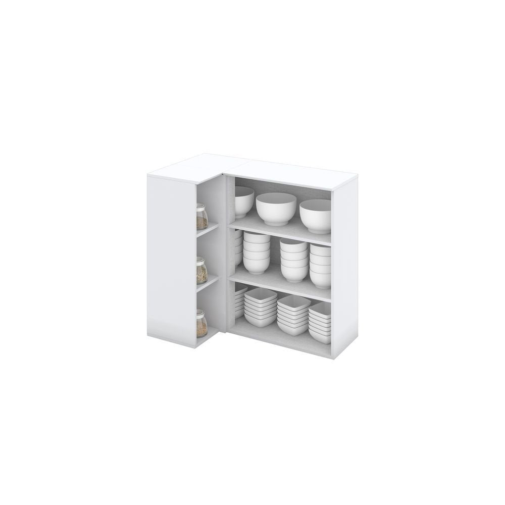 Armário Aéreo Canto Reto 1 Porta 94cm Emily Espresso Móveis Branco/HP