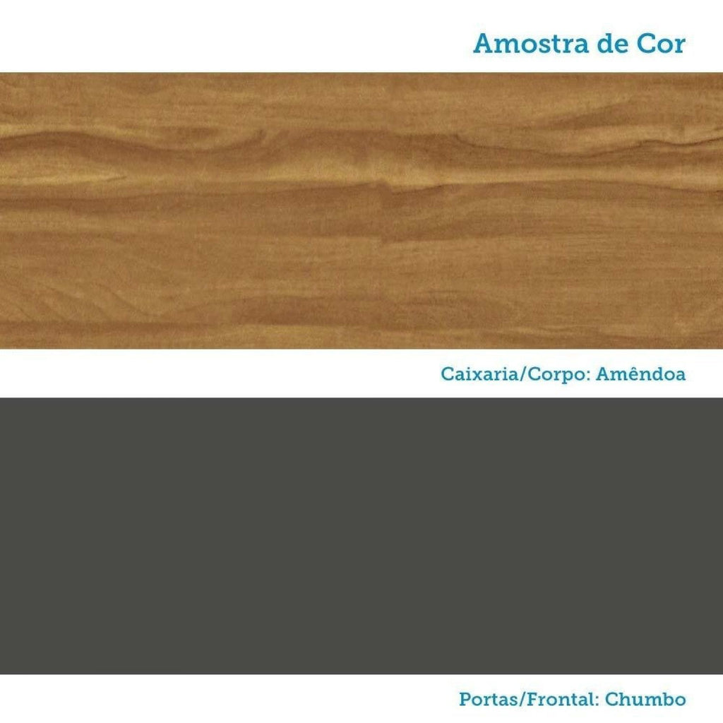 Balcão de Cozinha para Pia 3 Portas 2 Gavetas 120cm sem Tampo Itália Espresso Móveis Amêndoa/Chumbo