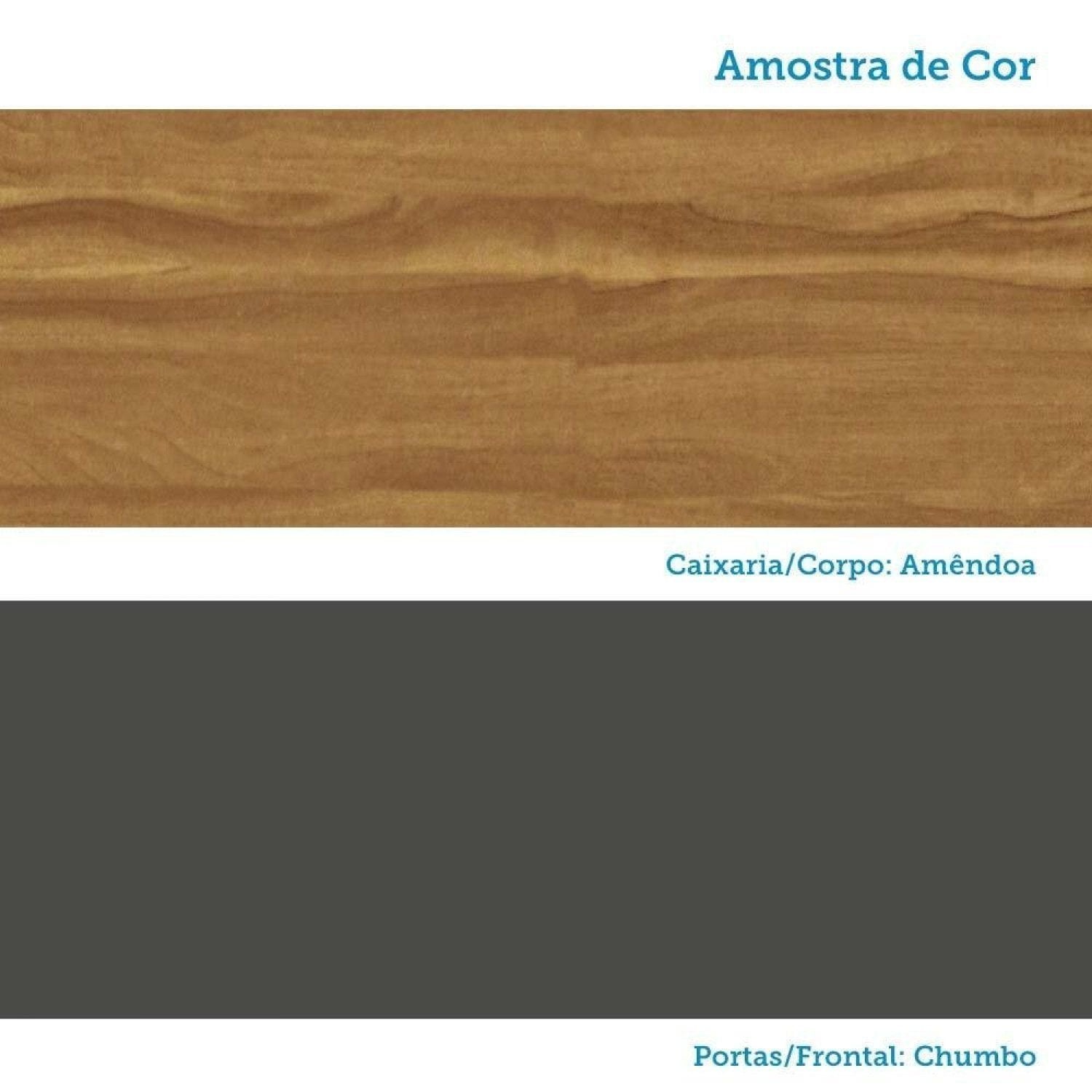 Balcão de Cozinha para Pia 3 Portas 2 Gavetas 120cm sem Tampo Itália Espresso Móveis Amêndoa/Chumbo