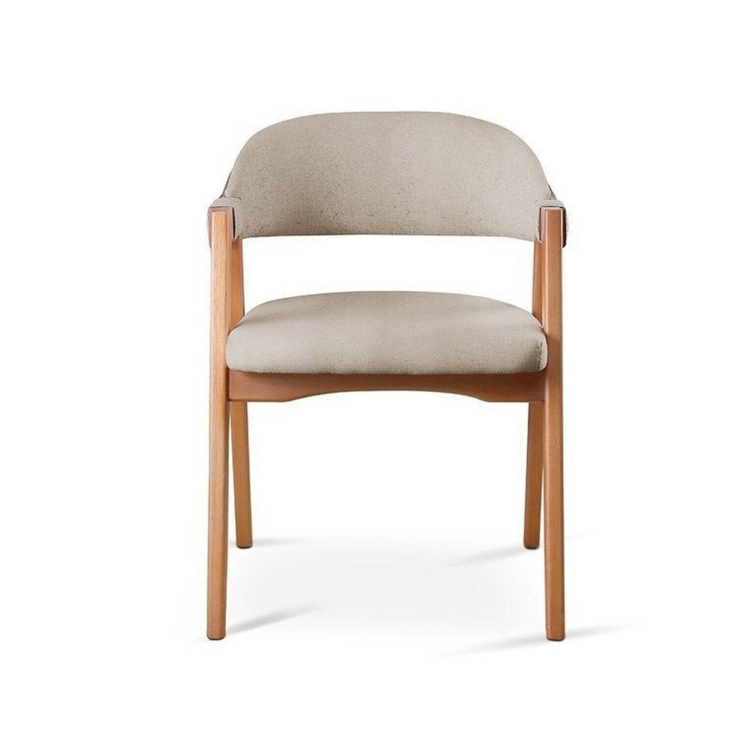 Conjunto Mesa de Jantar Orgânica 200cm com Cadeiras Estofadas Gaia Yescasa Bege/Freijó