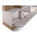 Conjunto Sala de Estar Completa Jurerê Home Maceió para TV Até 65 Polegadas Buffet e Cristaleira 4 Portas Colibri Branco Off White Matte/Freijó