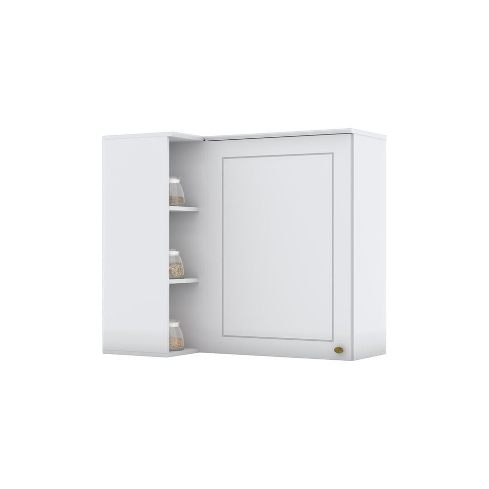 Armário Aéreo Canto Reto 1 Porta 94cm Emily Espresso Móveis Branco/HP