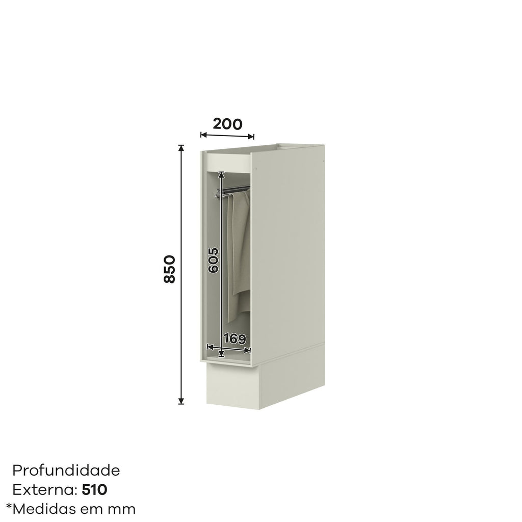Balcão Porta Toalha 20cm Fineze Fendi II Henn MDF Natural