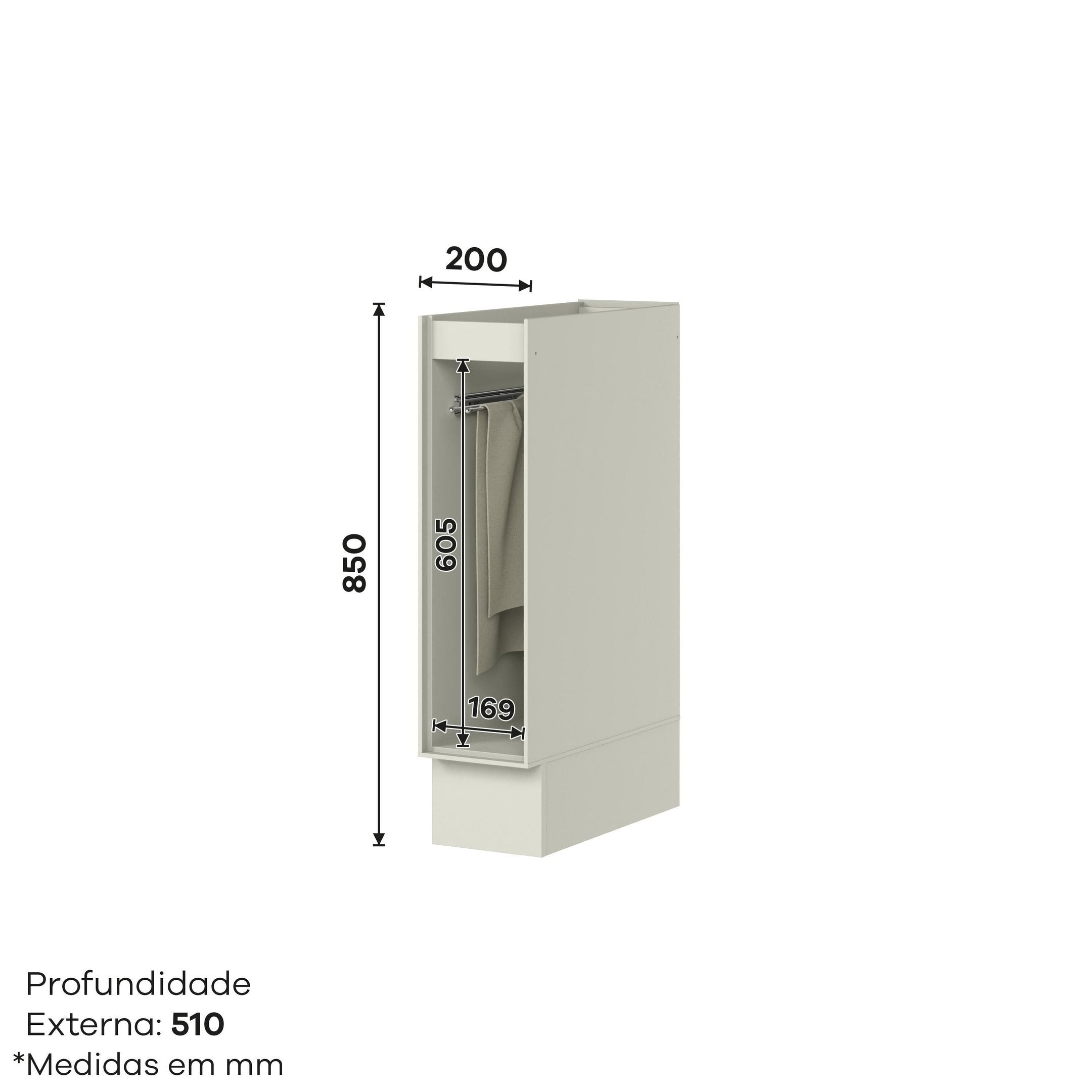 Balcão Porta Toalha 20cm Fineze Fendi II Henn MDF Natural