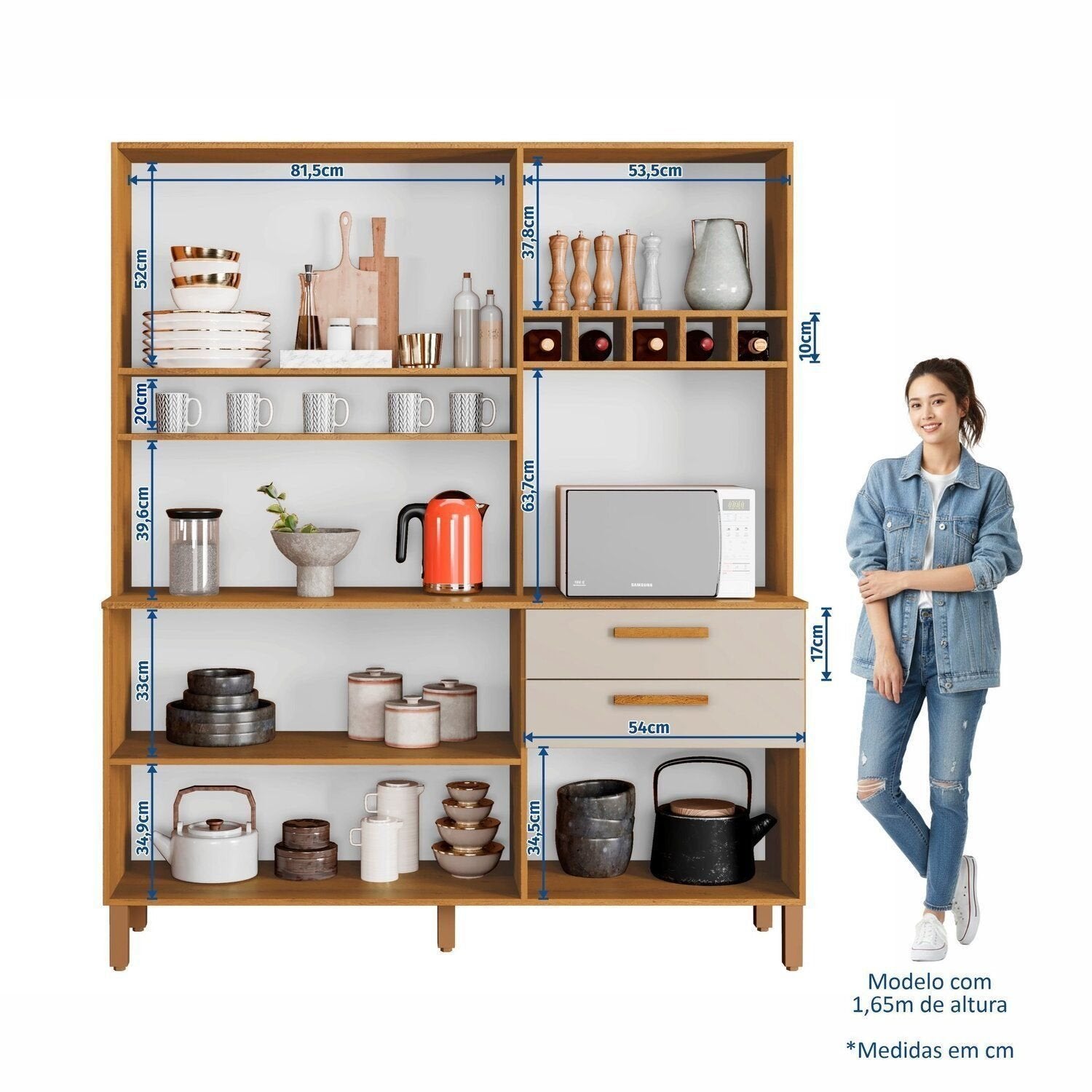 Armário de Cozinha Athenas 6 Portas 2 Gavetas 100% MDF Yescasa