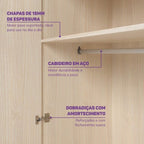 Quarto Completo com Guarda-Roupa Curió e Bicama Petit Casatema MadeiraOriginals Branco/Mel