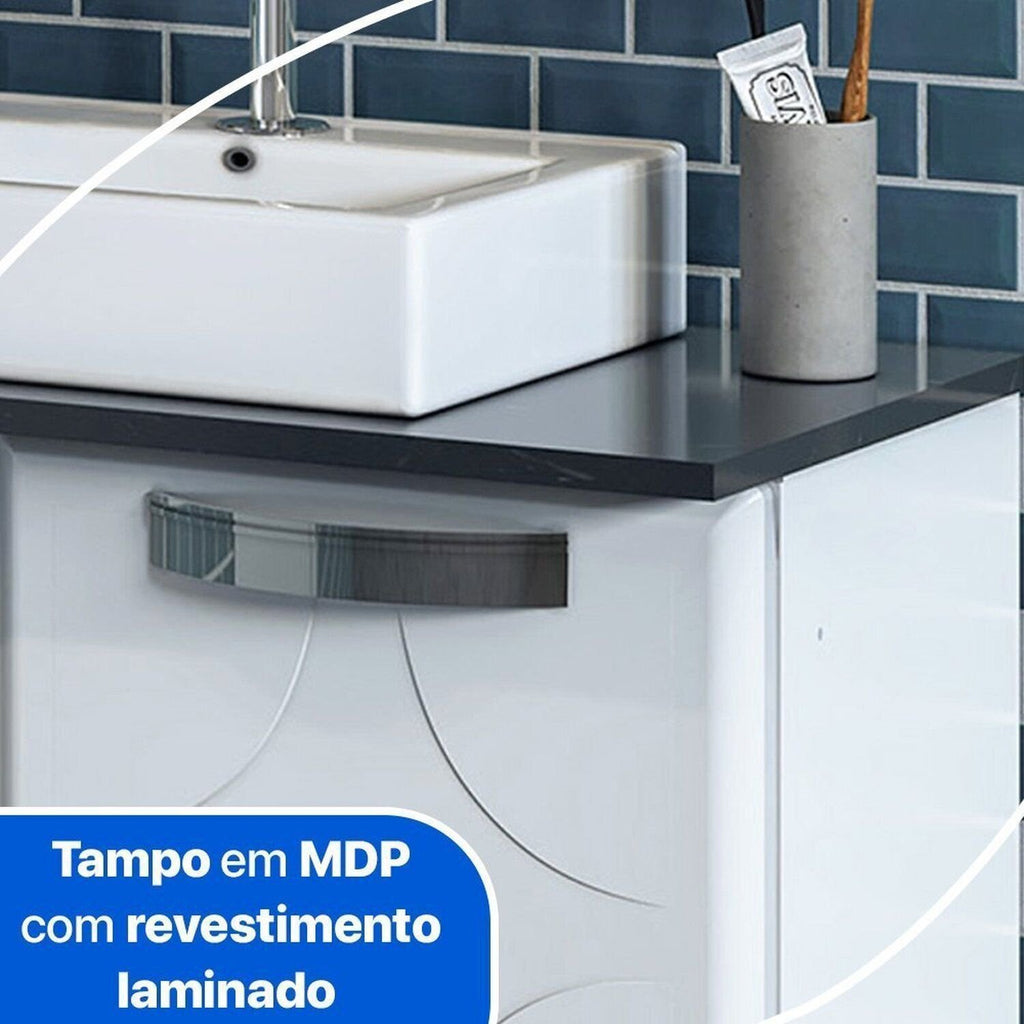 Kit Conjunto para Banheiro em Aço Rubi 4 Portas com Espelho Telasul Branco