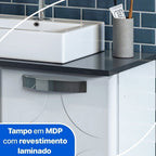 Kit Conjunto para Banheiro em Aço Rubi 4 Portas com Espelho Telasul Branco