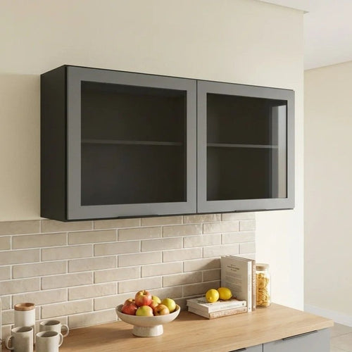 Armário Aéreo 2 Portas 120cm Etna Poliman Móveis Grafite Cinza
