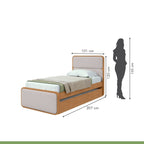 Bicama Solteiro Corino Loop Cama Auxiliar Móveis Lopas Marrom Amêndoa Clean