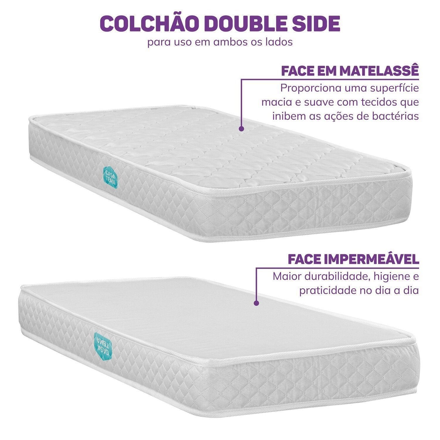 Colchão Berço Espuma D18 Nuvem Casatema Impermeável Branco 70x130x12cm