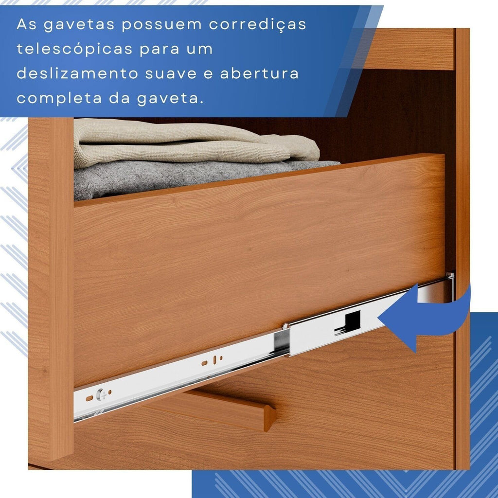 Cômoda para Quarto 7 Gavetas Topázio Espresso Móveis Marrom/Cinamomo