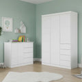 Quarto Infantil Completo Guarda-Roupa 3 Portas 4 Gavetas e Cômoda 4 Portas Eloá Branco Phoenix Baby