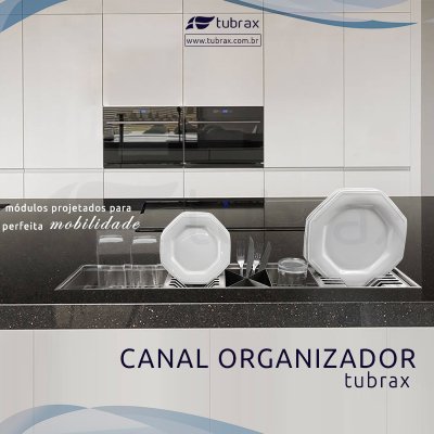 Canal Úmido Organizador Escorredor 90 cm Aço Inox 304 5 Módulos Tubrax UAC0001-N