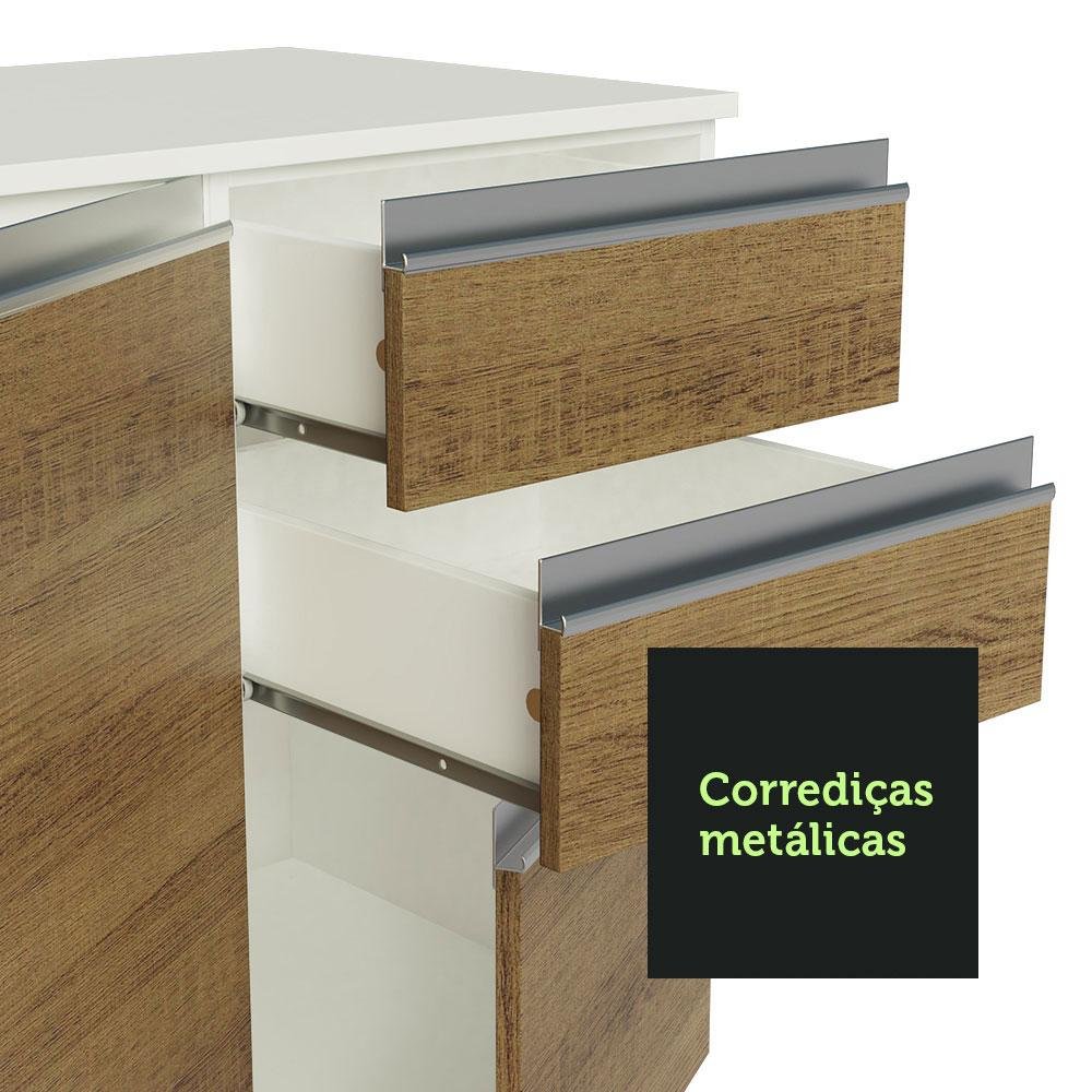 Armário de Cozinha Completa de Canto 100% MDF 447cm Branco/Rustic/Crema Smart Madesa 02