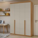 Guarda-Roupa Solteiro 4 Portas 2 Gavetas Alonzo Móveis Lopas 100% MDF 153.5cm Marrom Amêndoa Clean/Branco