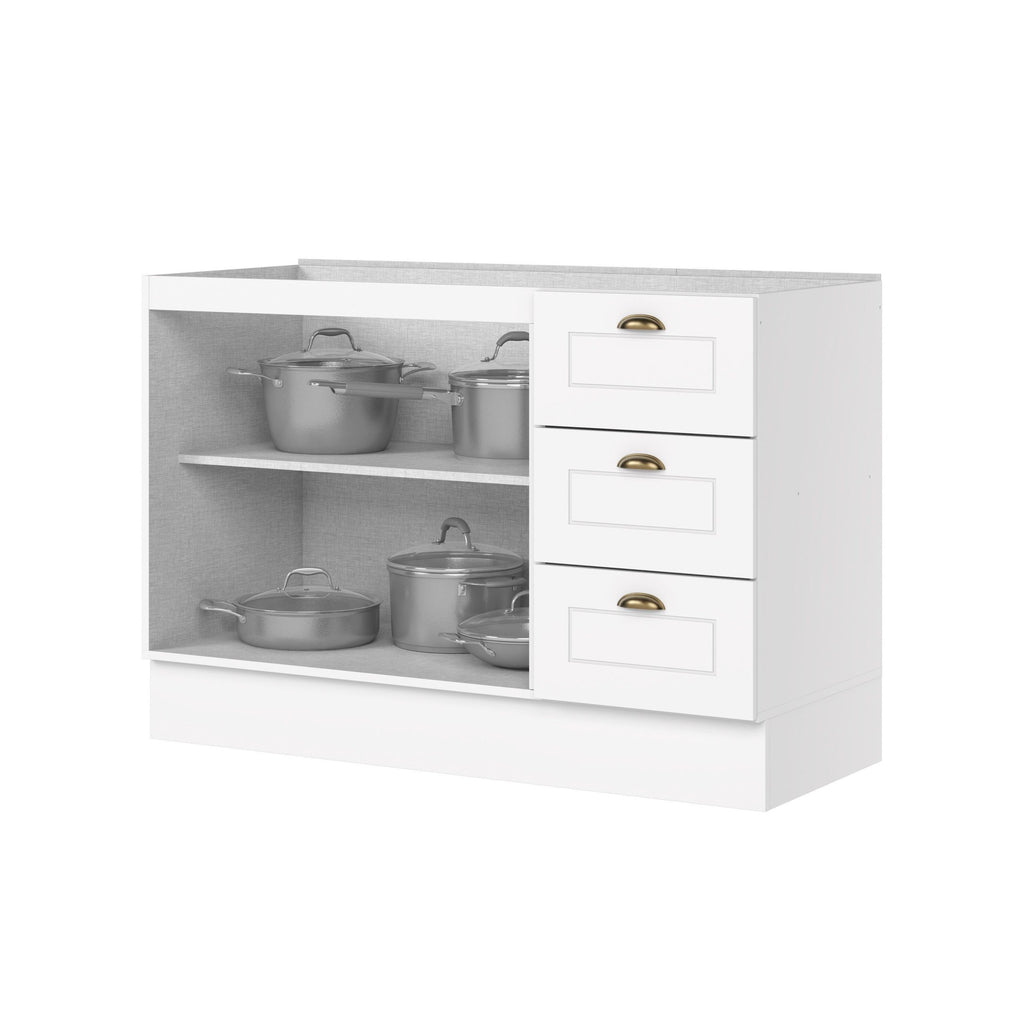 Balcão Pia 3 Gavetas 2 Portas 120cm 100% MDF Americana Henn Branco