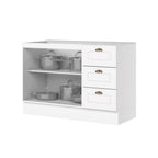 Balcão Pia 3 Gavetas 2 Portas 120cm 100% MDF Americana Henn Branco