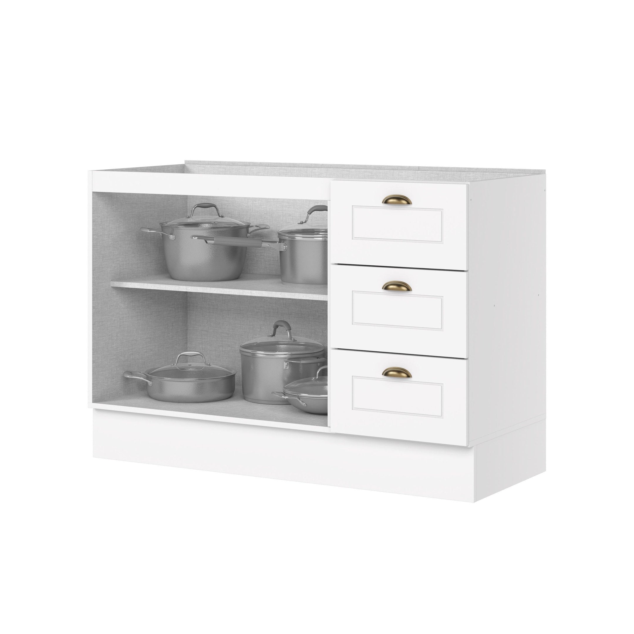 Balcão Pia 3 Gavetas 2 Portas 120cm 100% MDF Americana Henn Branco