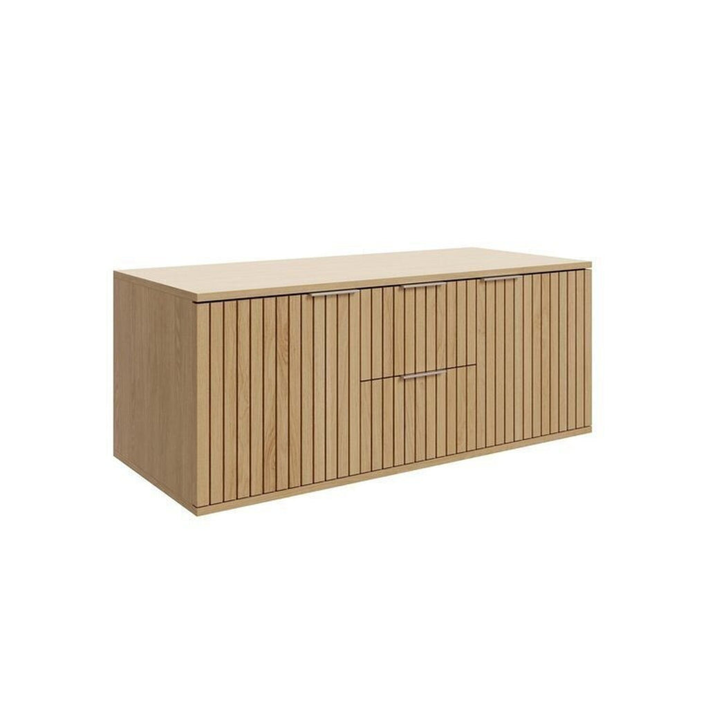 Conjunto para Banheiro Bancada Porcelanato Cuba Esculpida Armário Espelho Ripy Bumi 100cm Amarelo/Wood