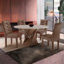 Conjunto Sala de Jantar Mesa Redonda Tampo MDF com 4 Cadeiras Barcelona Yescasa
