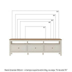 Conjunto Sala de Estar 2 Peças Rack e Cristaleira Ananda CabeCasa MadeiraOriginals Off White/Mel