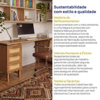 Escrivaninha em L Madeira Maciça 3 Gavetas Rattan e Portas Ripadas Magna CabeCasa MadeiraMadeira